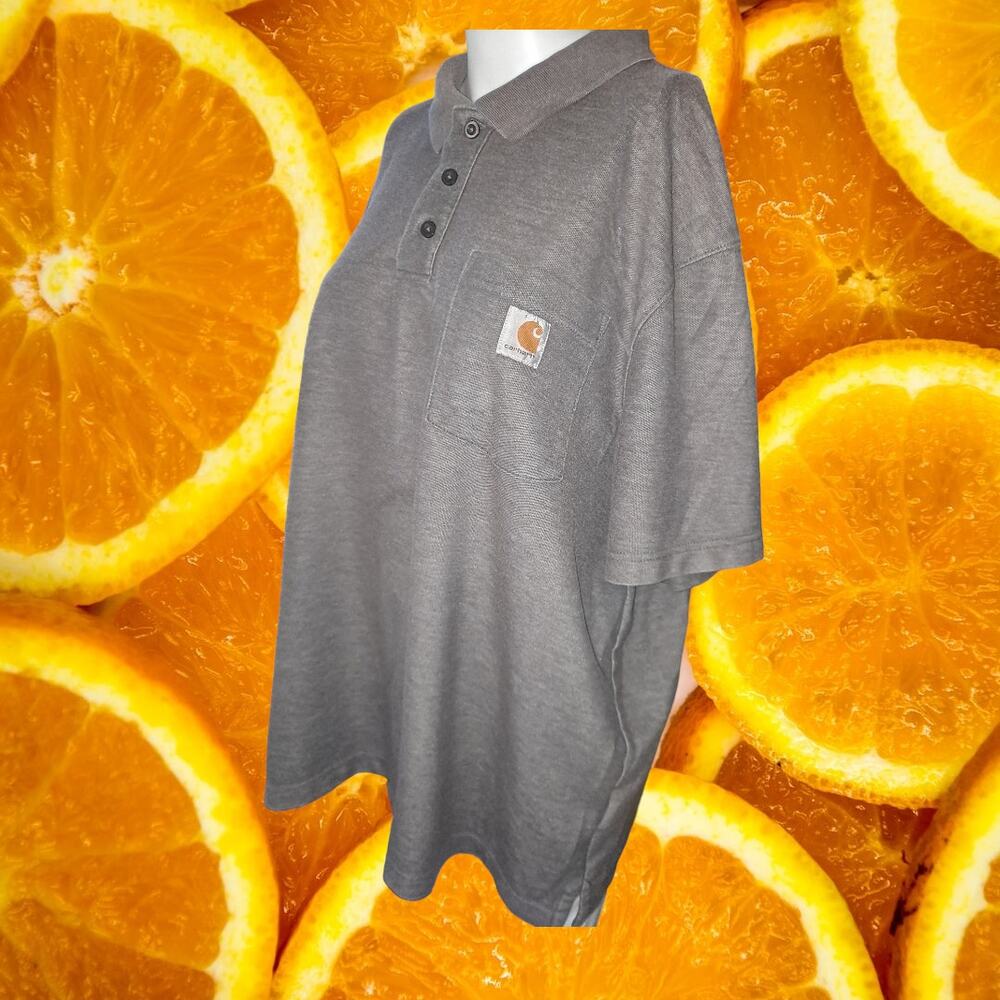 Carhartt Heather Gray Short Sleeve Pocket Polo Size XL
